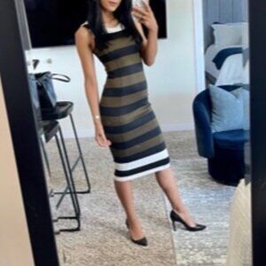 H&M Bodycon Dress – Striped, Sleeveless, Size XS